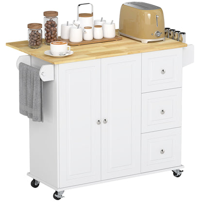 Kitchen Island on Wheels, Kitchen Cart with Drop Leaf, Drawers, Grey