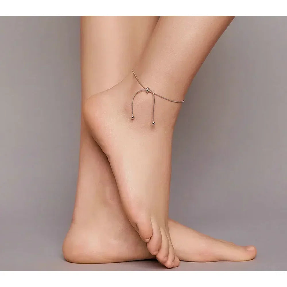 Sterling Silver Snake Charm Anklet (Adjustable)