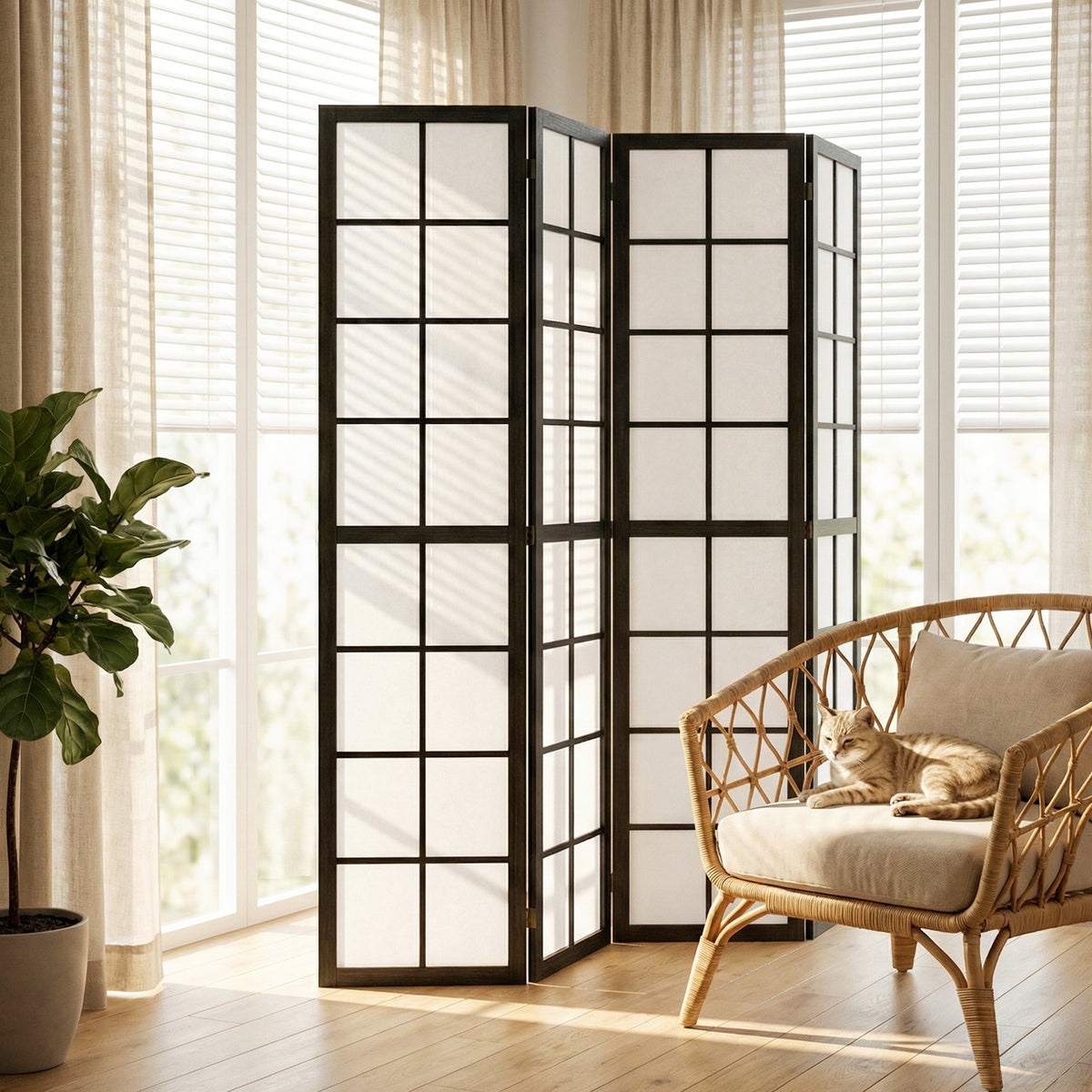3 Panel Room Divider, 5.6 ft Folding Wall Divider Room Partition for Home Office, Bedroom, Black