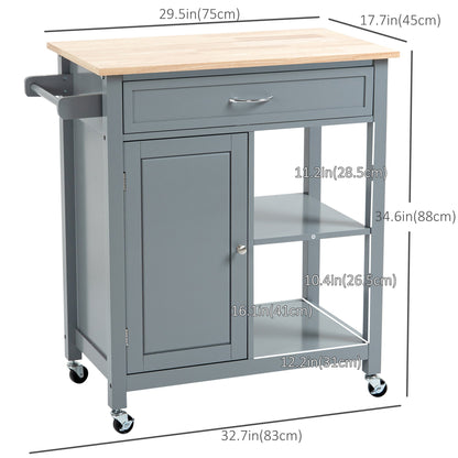 Rolling Kitchen Cart with Wood Top and Drawer, Kitchen Island on Wheels for Dining Room, Black | Canada