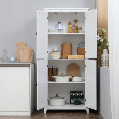 72" Freestanding Storage Cabinet, Kitchen Pantry Cabinet with Doors and Shelves for Dining Room, Natural