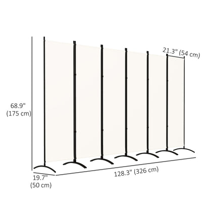 6 Panel Folding Room Divider, UV30+ Privacy Screen, Indoor Outdoor Privacy Panel with Stable Base, Beige
