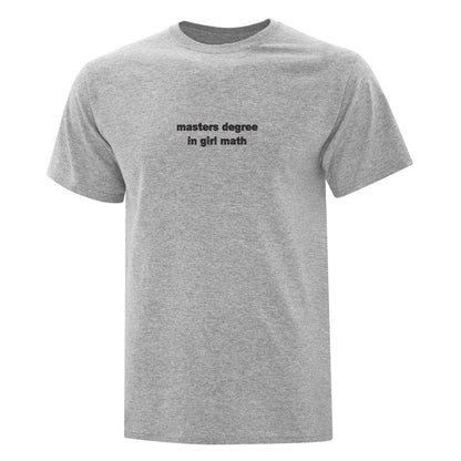 T-shirt "Masters Degree In Girl Math" brodé