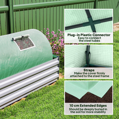 Portable Mini Greenhouse, Tunnel Growing Tent with 5 Mesh Windows and Steel Frame, 7' x 3' x 2', Green