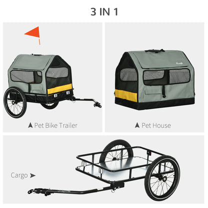 3 in 1 Dog Bike Trailer, Pet Cargo, Pet Bed with Safety Leash, Hitch, Quick-Release Wheels, Cushion for Small Dogs