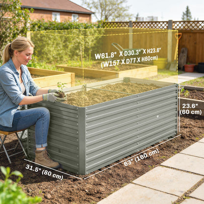 5' x 3' x 2' Raised Garden Bed, Galvanized Planter Box for Growing Flowers, Herbs and Vegetables, Black