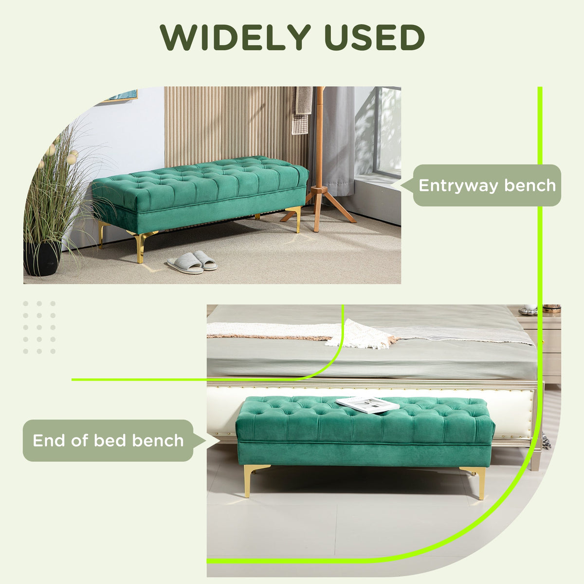 End of Bed Bench, Upholstered Bench, Entryway Shoe Bench with Button Tufted for Living Room, Bedroom, Blue