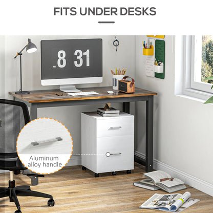 Mobile Filing Cabinet, Vertical File Cabinet with 2 Drawers, Wheels, for Letter or A4 File, Natural