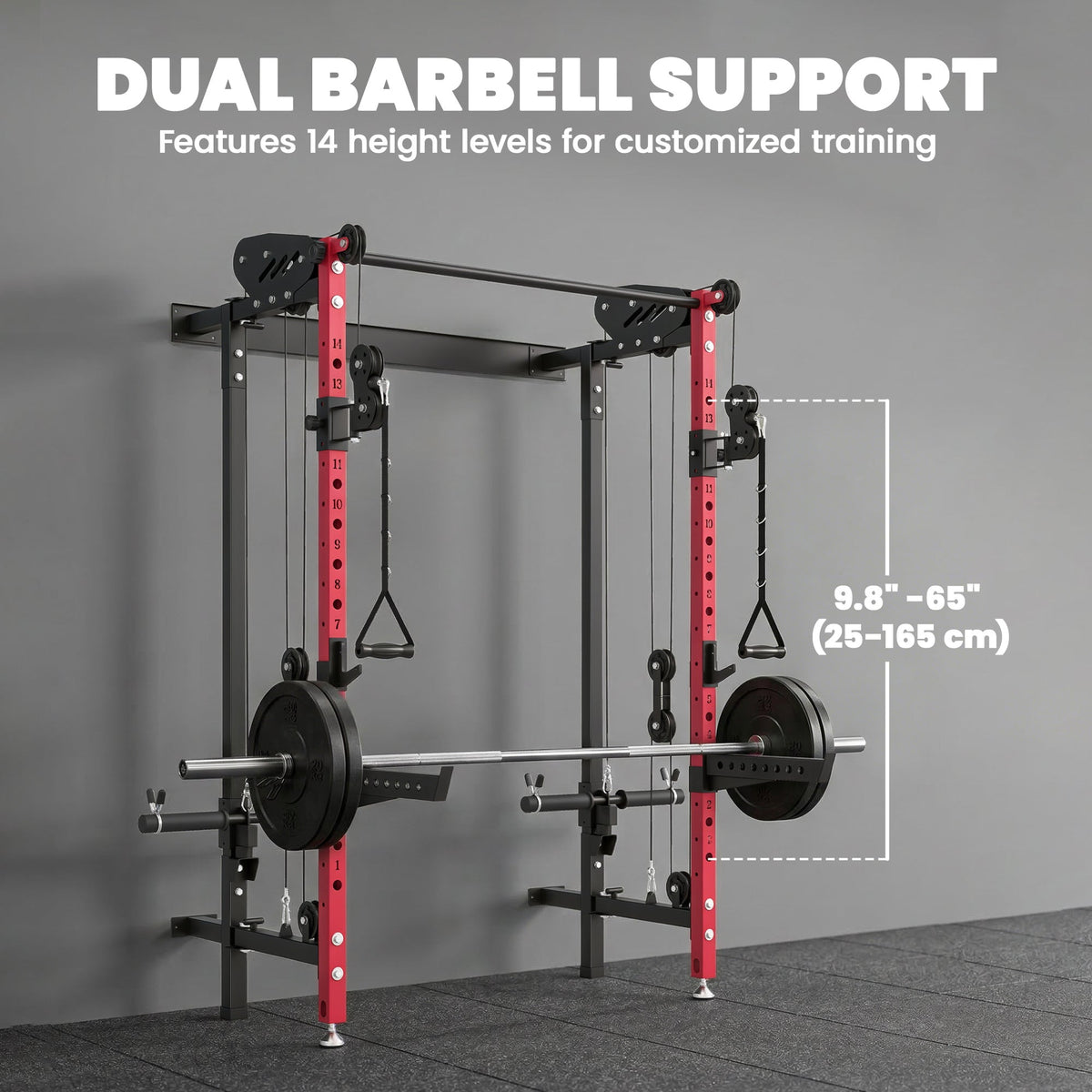 Foldable Power Cage, Space-Saving Power Rack with Pull-Up Bar, Cable Pulley System, 1540 lbs Capacity