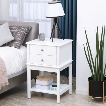 Modern Sofa Side Table, Accent End Table with Drawers and Storage Shelf, Nightstand for Bedroom Living Room, Black