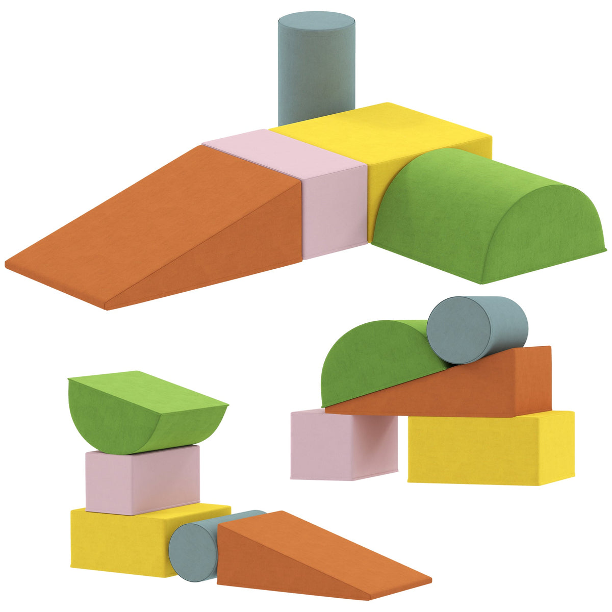 Climbing Toys for Toddlers with Removable Cover, Indoor Activity Play Set for Crawling, Sliding, Orange/Green