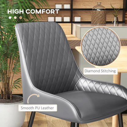 Blake Vegan Leather Modern Dining Chairs with Diamond Tufting-Set of 4-Grey