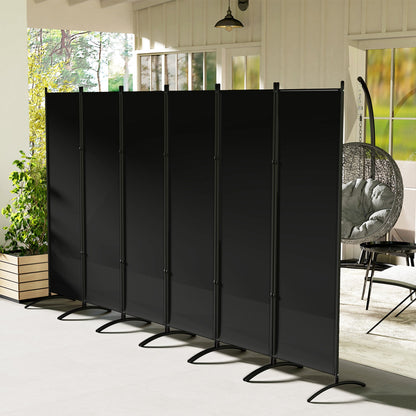 6 Panel Folding Room Divider, UV30+ Privacy Screen, Indoor Outdoor Privacy Panel with Stable Base, Beige