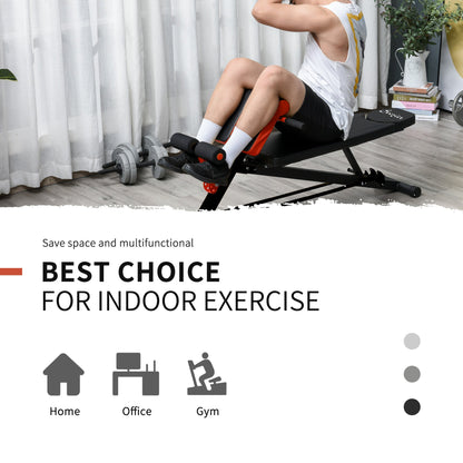 Adjustable Weight Bench Roman Chair Exercise Training Multi-Functional Hyper Extension Bench Dumbbell Bench Ab Sit up Decline Flat Black and Red