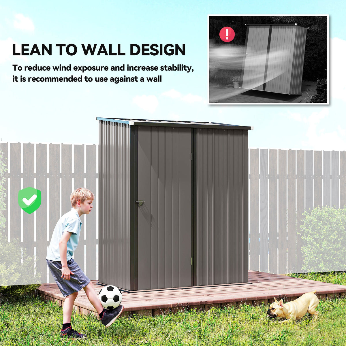 5' x 3' Outdoor Storage Shed, Steel Garden Shed with Single Lockable Door, Tool Storage Shed for Backyard, Black