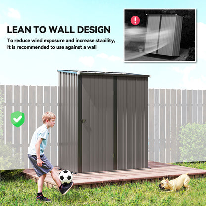 5' x 3' Outdoor Storage Shed, Steel Garden Shed with Single Lockable Door, Tool Storage Shed for Backyard, Black