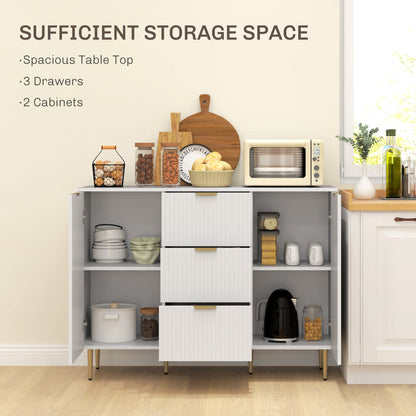 Ellis Modern Kitchen Buffet/Hallway Cabinet with 3 Drawers-White