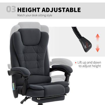 7-Point Vibrating Massage Chair, Reclining Office Chair with Footrest, Reclining Back, Adjustable Height, Black