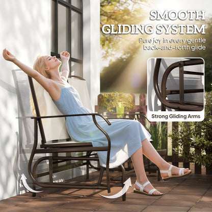 Patio Glider Rocking Chair 2 Person Outdoor Loveseat Rocker Garden Furniture Bench, Grey