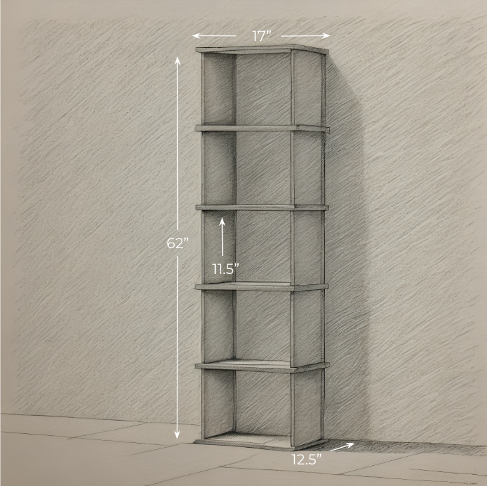 Narrow bookshelf in walnut
