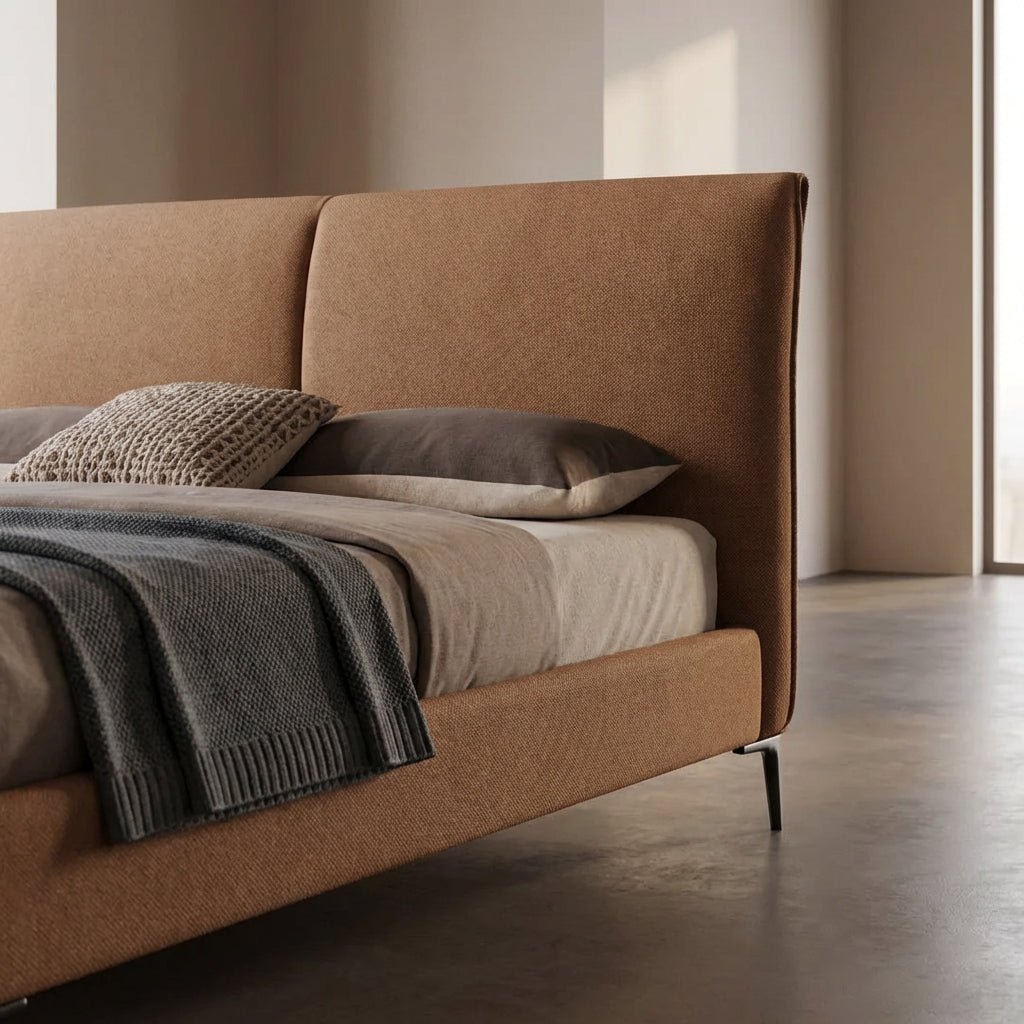 The Berlin Caramel Faux Leather King Bed