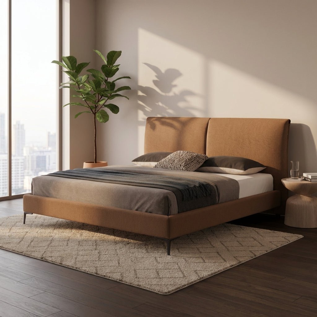 The Berlin Caramel Faux Leather King Bed
