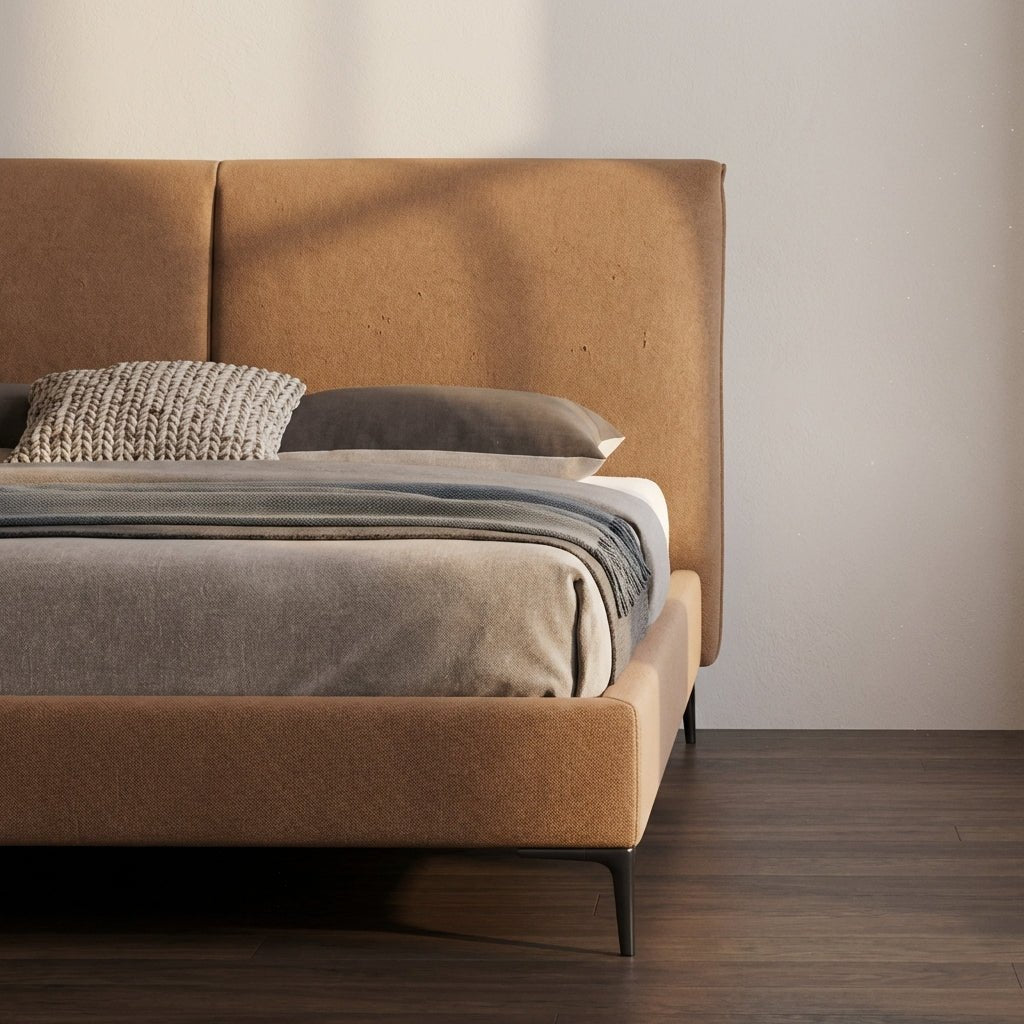 The Berlin Caramel Faux Leather King Bed