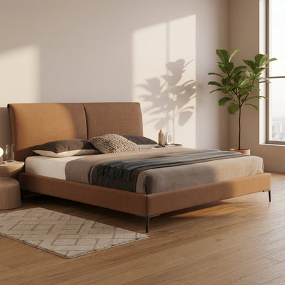 The Berlin Caramel Faux Leather King Bed
