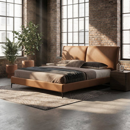 The Berlin Caramel Faux Leather King Bed