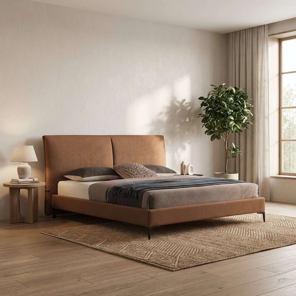 The Berlin Caramel Faux Leather King Bed
