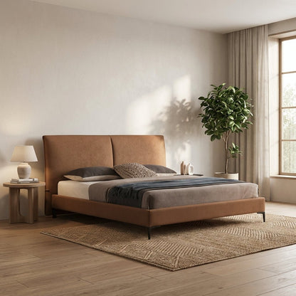 The Berlin Caramel Faux Leather King Bed