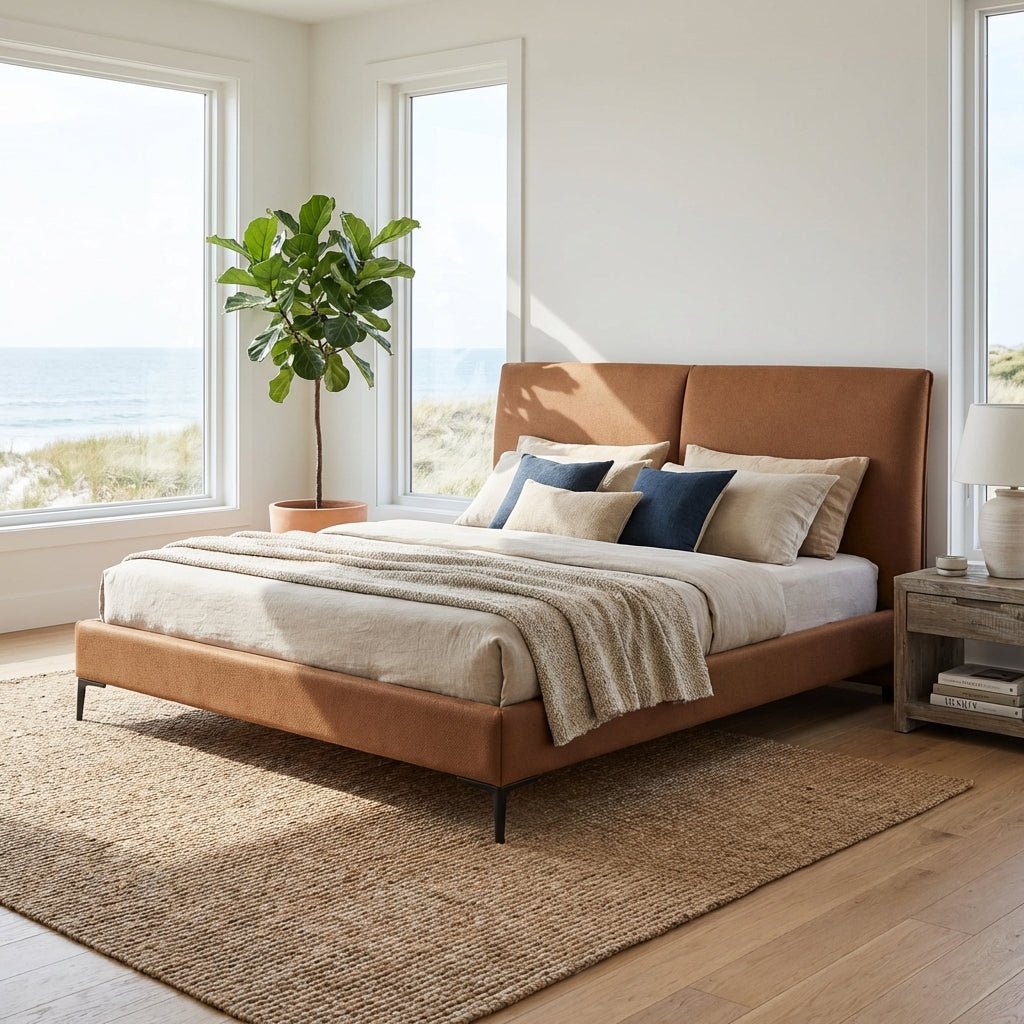 The Berlin Caramel Faux Leather King Bed