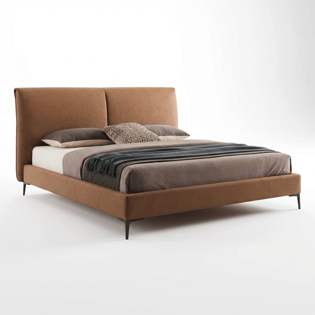 The Berlin Caramel Faux Leather King Bed