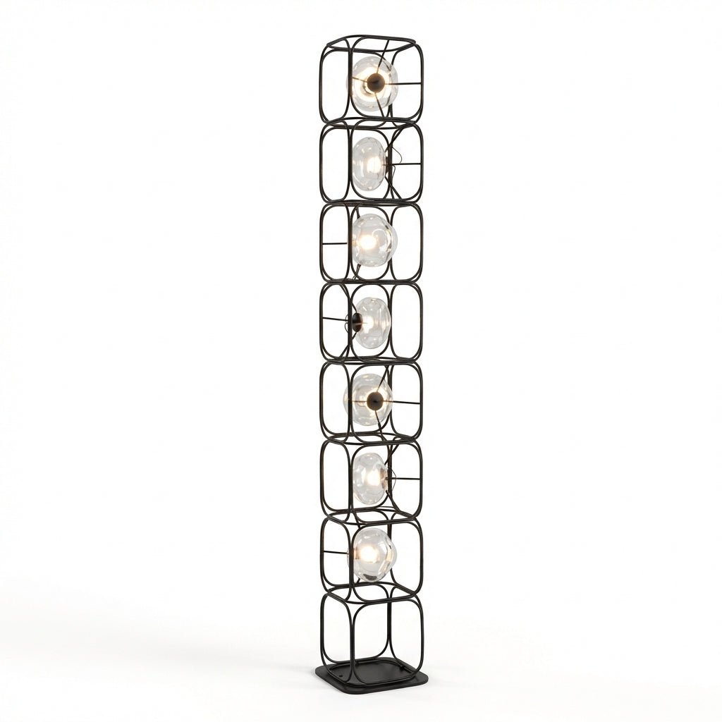 The Valletta Wrought Iron + Glass Floor Lamp