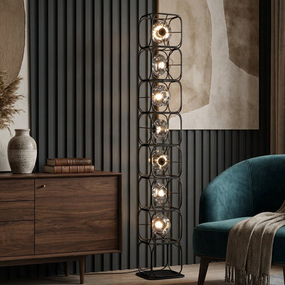 The Valletta Wrought Iron + Glass Floor Lamp