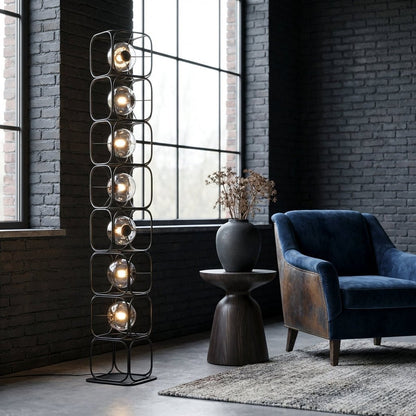 The Valletta Wrought Iron + Glass Floor Lamp