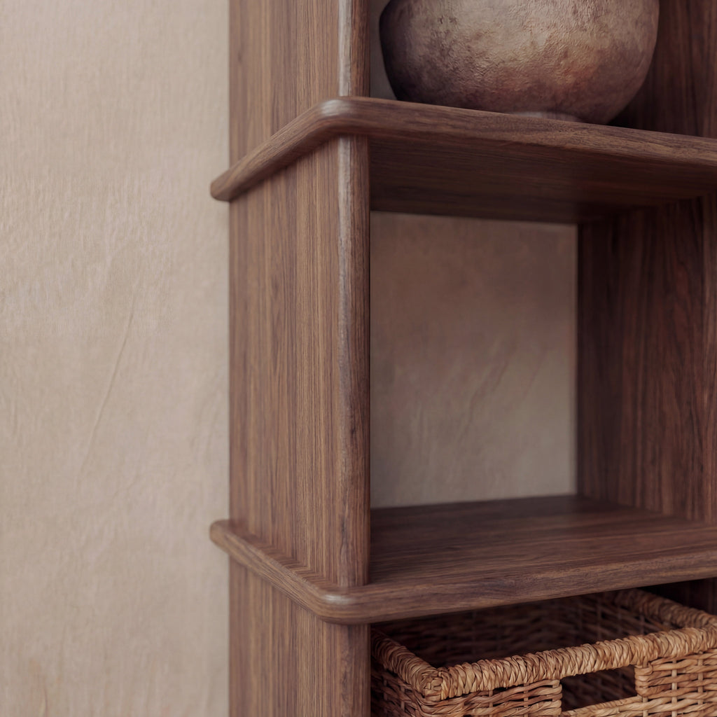 Narrow bookshelf in walnut