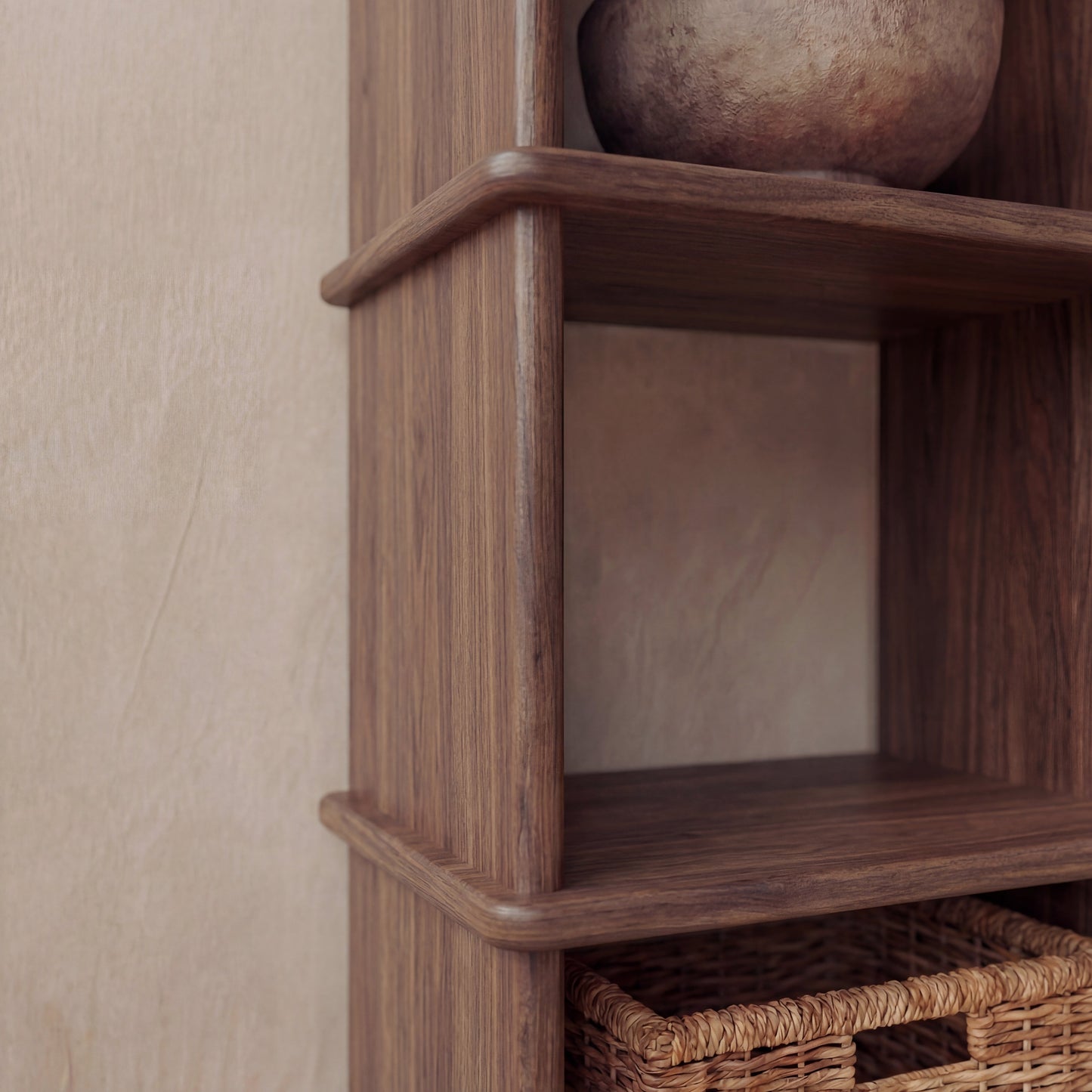 Narrow bookshelf in walnut