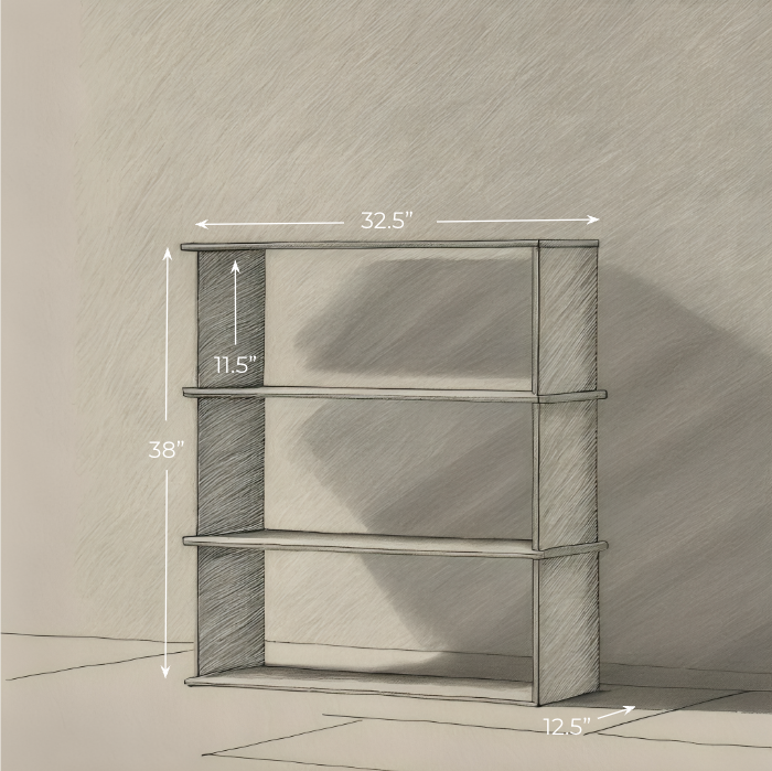 3 shelf bookcase in white oak