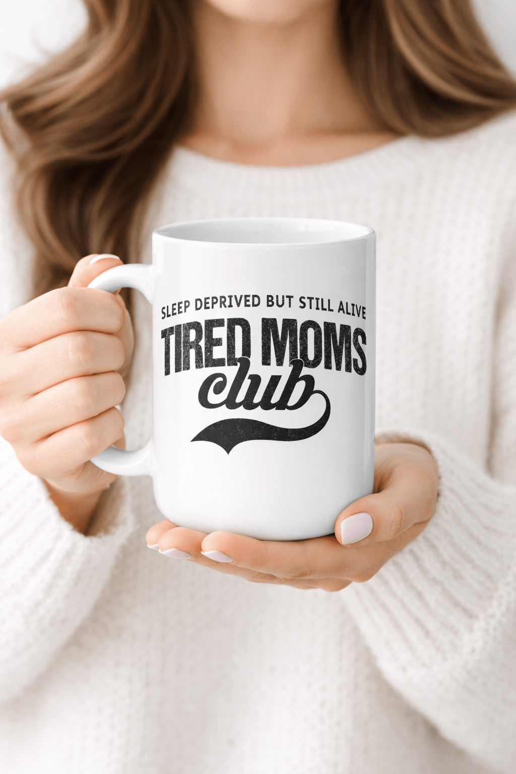 Tired Moms Club Mug — Funny Sleep Deprived Mom Coffee Mug, New Mom Gift, 15oz Ceramic Cup - Royal Eagles Promise of Peace