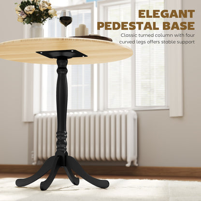 Dining Table for 2-4 People, Modern Round Kitchen Table with Pedestal Steel Base, 80cm, Natural Wood and Black