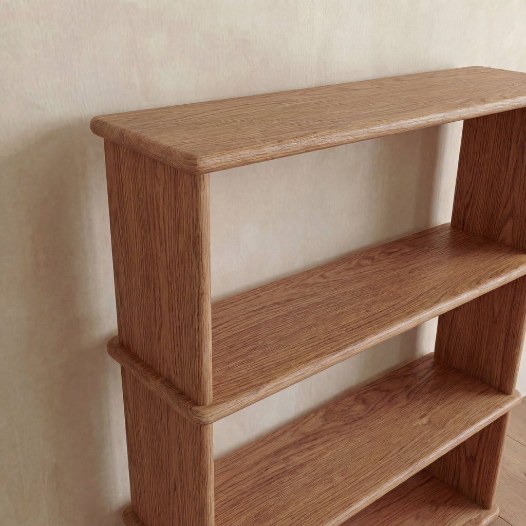 3 shelf bookcase in red oak