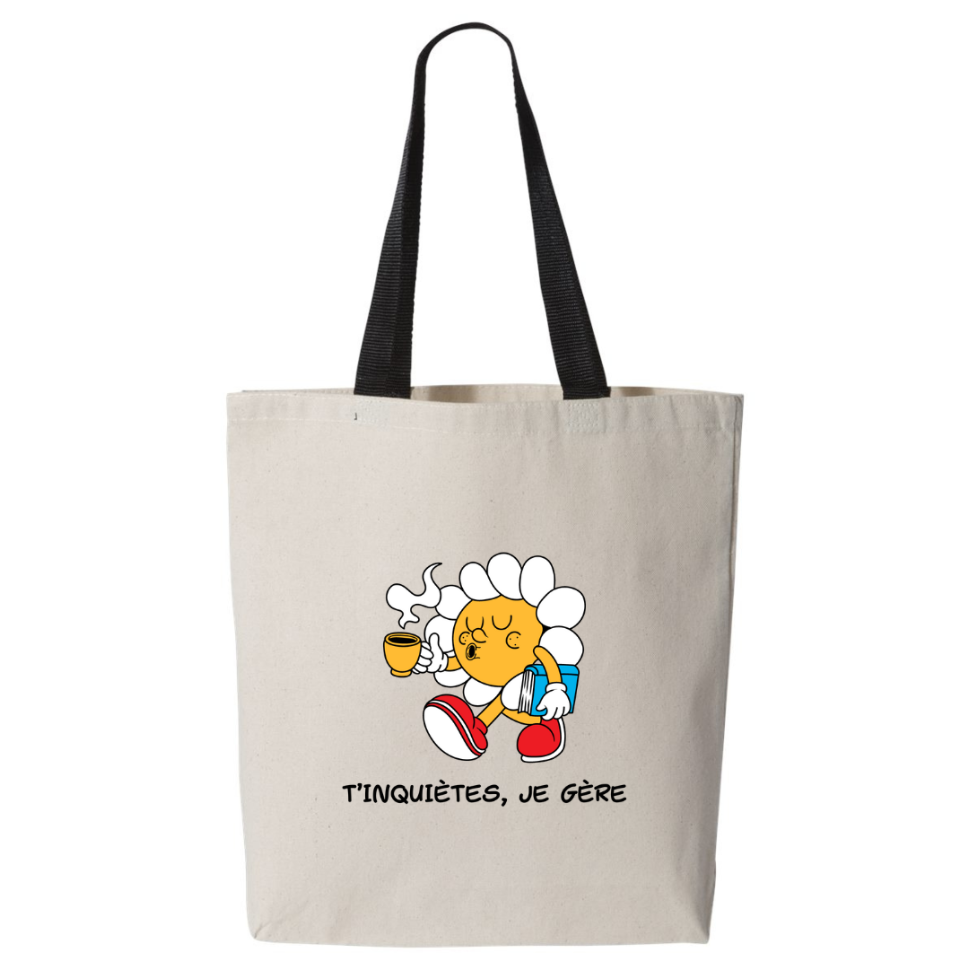 Tote bag "T'inquètes, je gère" imprimé