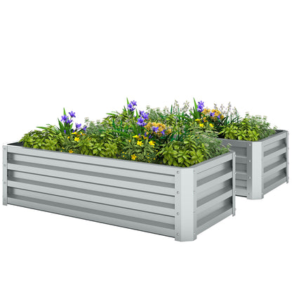 Galvanized Raised Garden Beds, Outdoor Planter Box, Set of 2, for Flowers, Herbs and Vegetables, Black