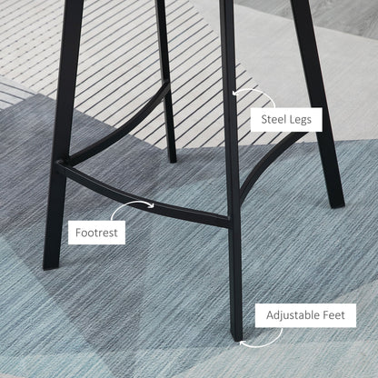 Andre Counter Height Stools with  Backrest and Steel Legs-Set of 2-Brown