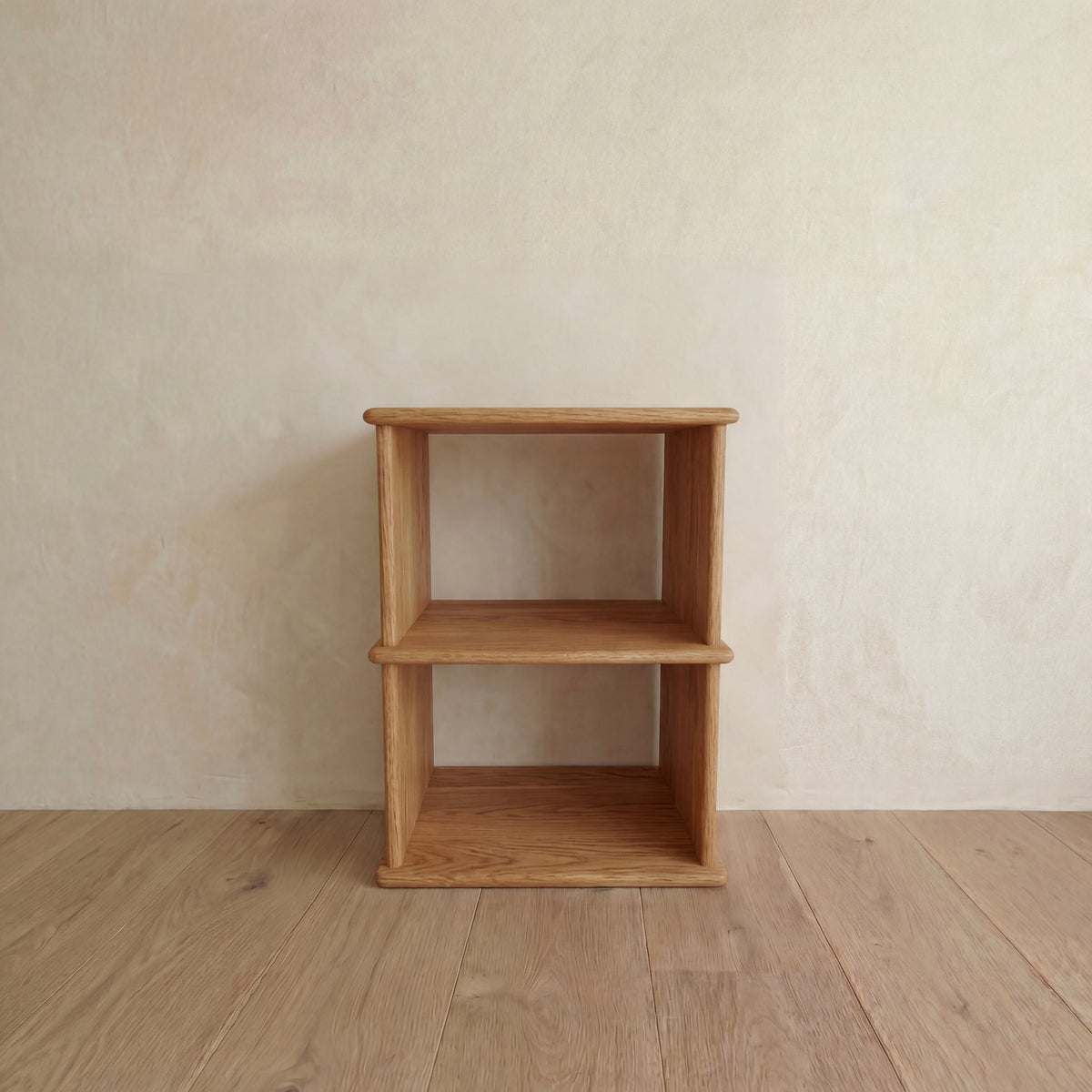 Nightstand bookshelf in white oak