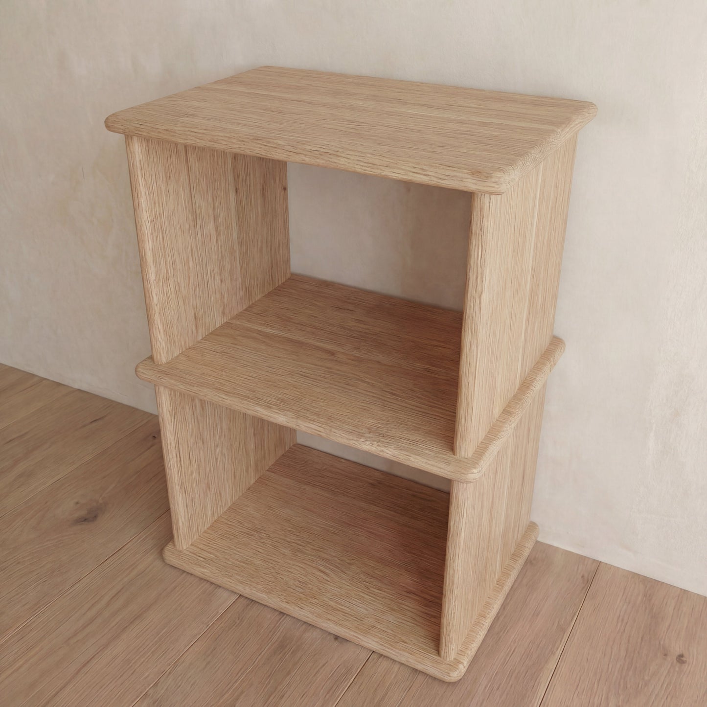 Nightstand bookshelf in white oak