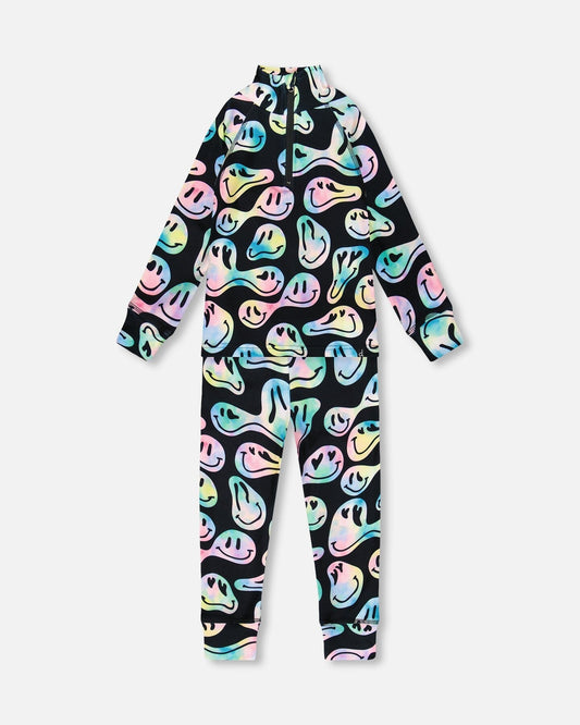 Two - Piece Thermal Underwear Set Smiley Face Girl - Products Added