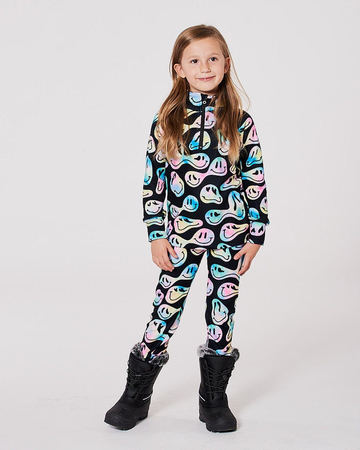 Two - Piece Thermal Underwear Set Smiley Face Girl - Products Added