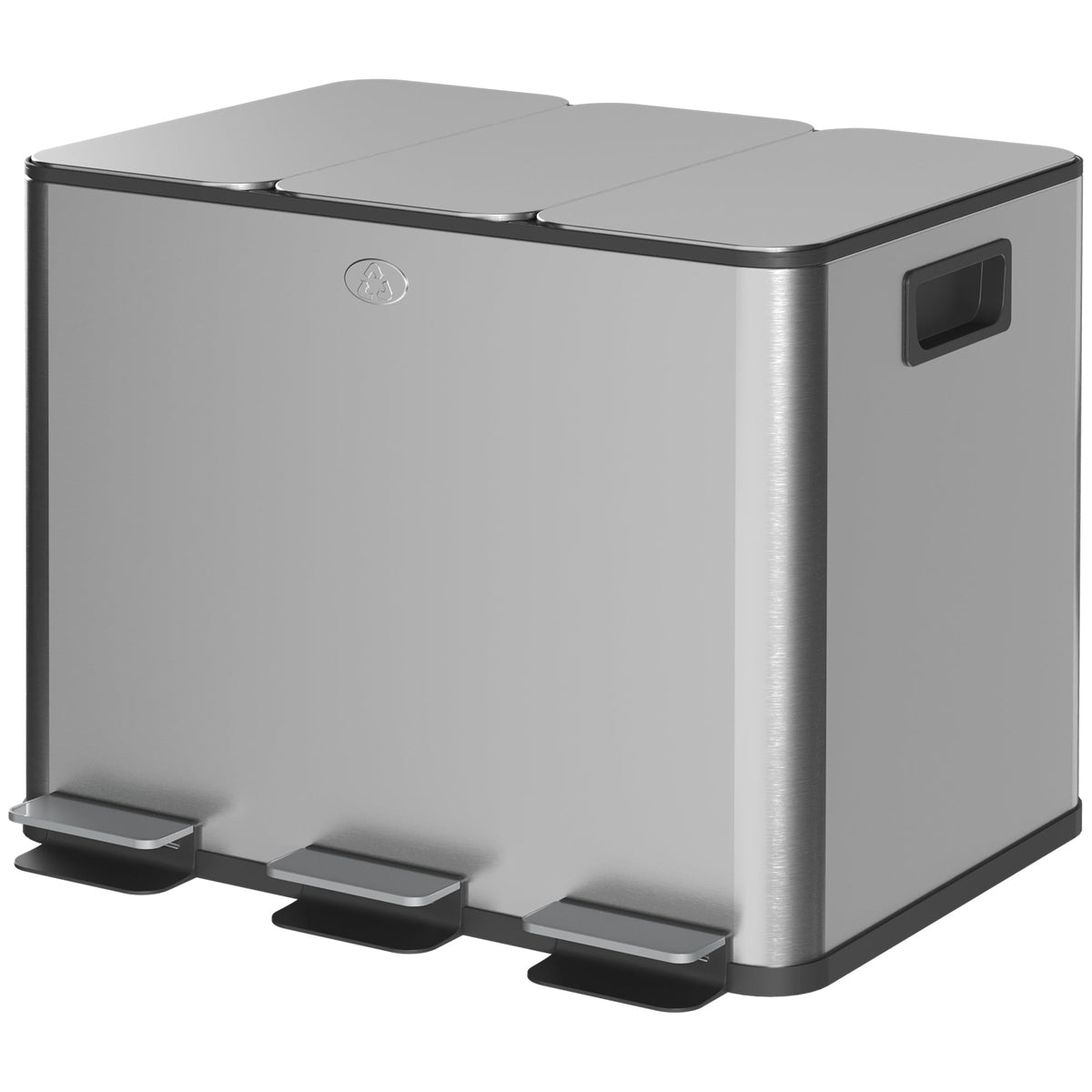 Garbage Bin, Soft-Close Trash Can with Foot Pedal, 3x5 Gallon (3x20 L) Garbage Can with Removable Inner Buckets, Black